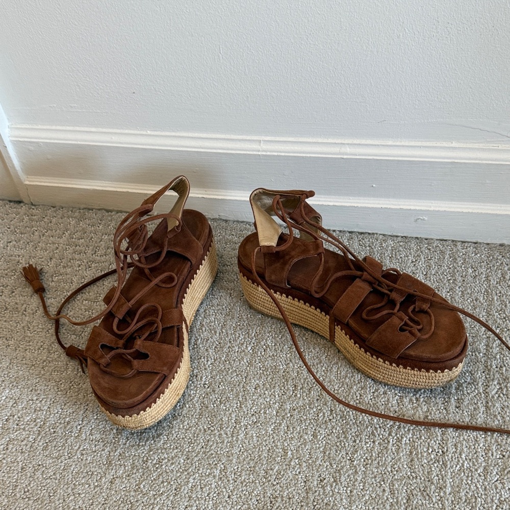 Stuart Weitzman lace up platforms